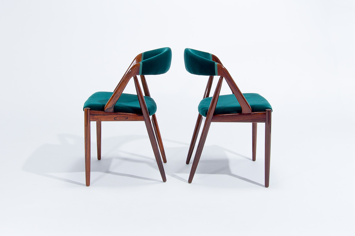 mid century dining chairs rosewood velvet kristiansen danish