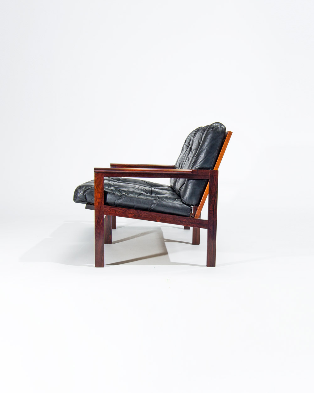 Danish leather sofa illum wikkelso capella eilersen rosewood mid century