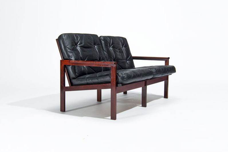 Danish leather sofa rosewood 1950s capella illum wikkelso