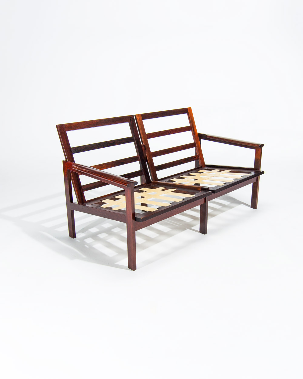 Danish leather sofa rosewood capella wikkelso vintage 1950s