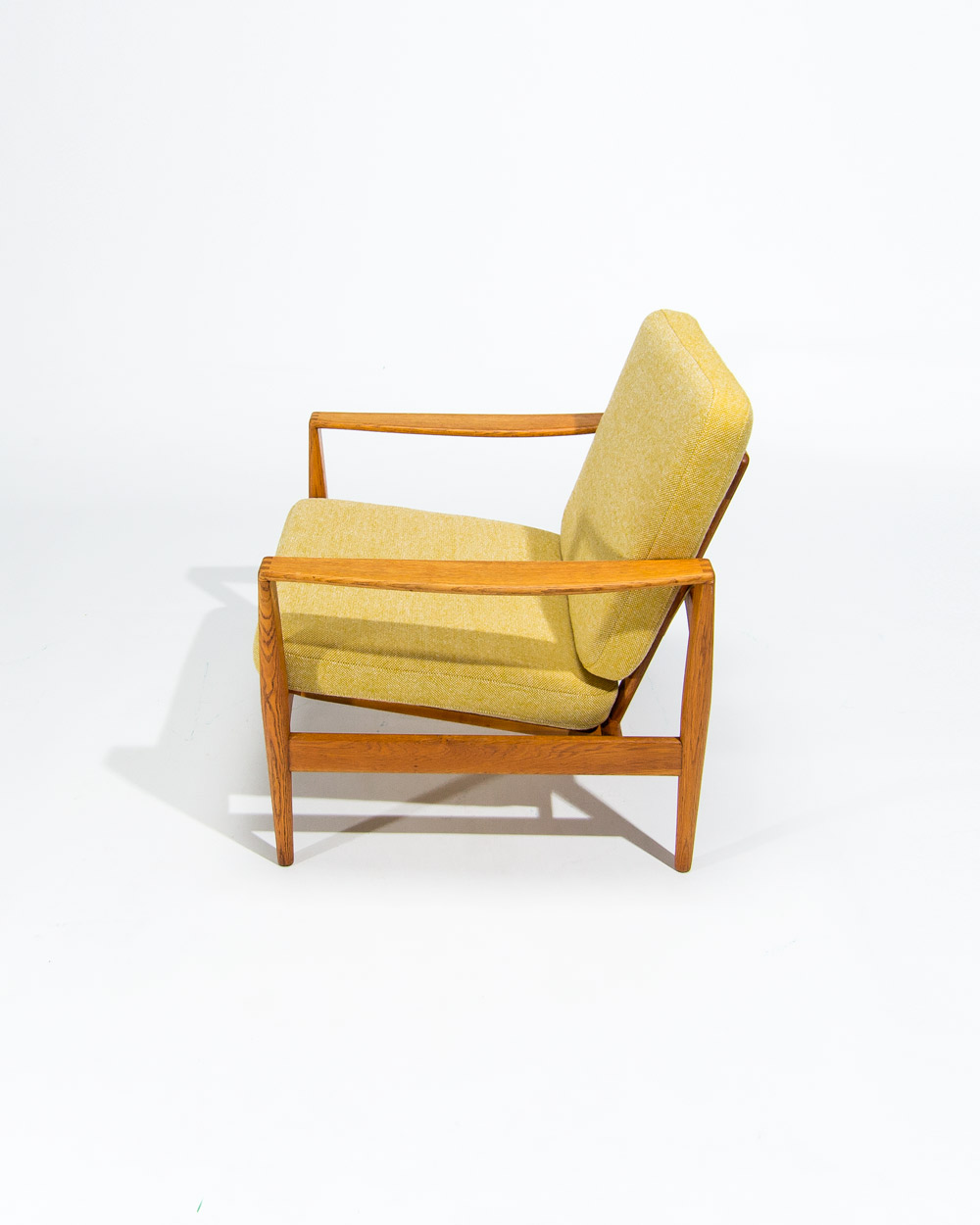 Mid century lounge chair niels koefoed lars yellow kvadrat hallingdal oak
