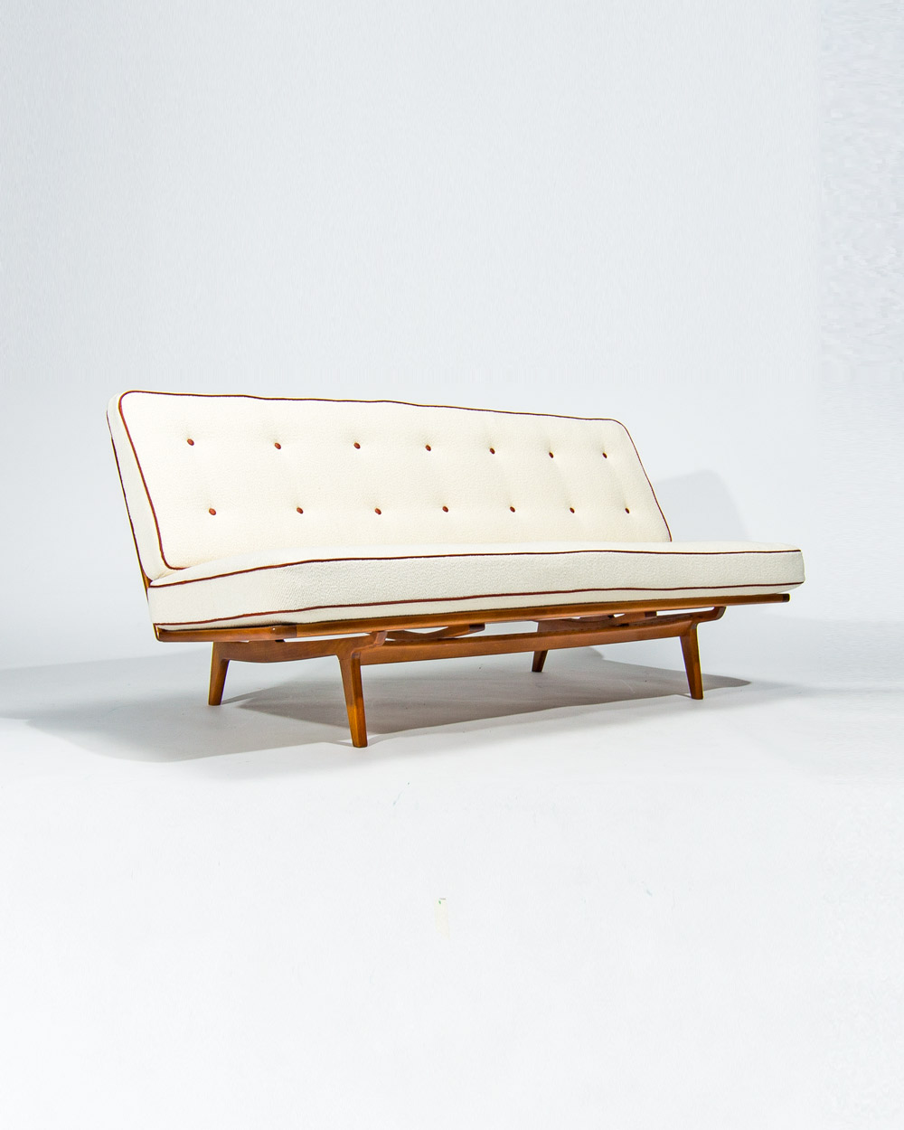 Mid century modern furniture sofa boucle leather danish design1950s