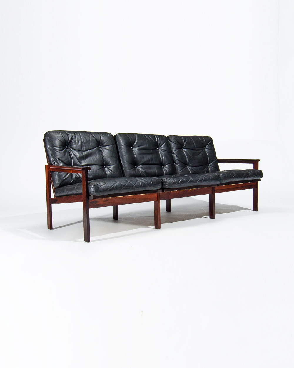 Mid century rosewood sofa leather danish design london 1950s