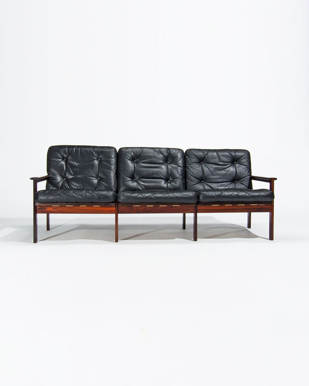 Mid century rosewood sofa london vintage design leather 1950s
