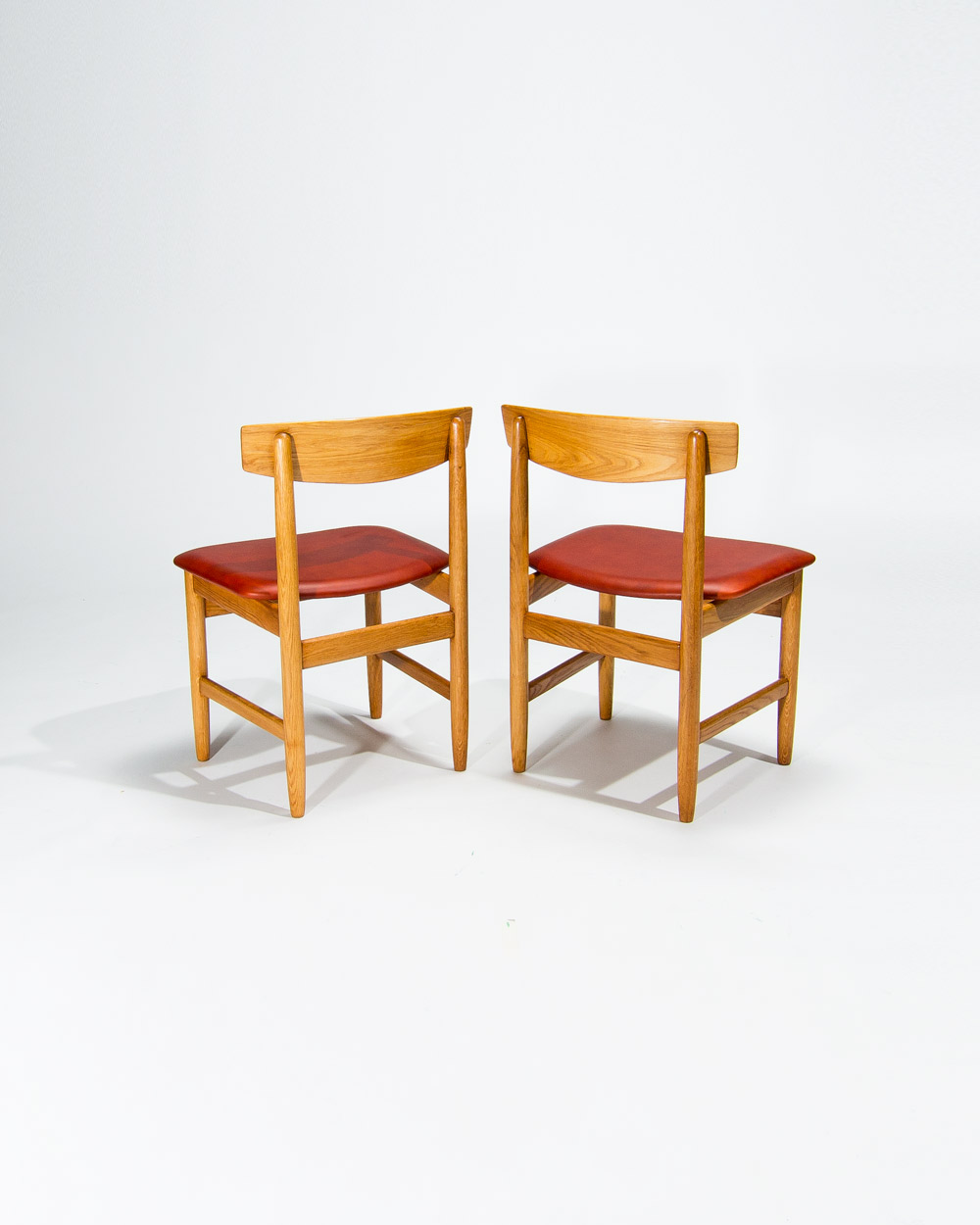 set of 8 mid century dining chairs mogensen leather oak