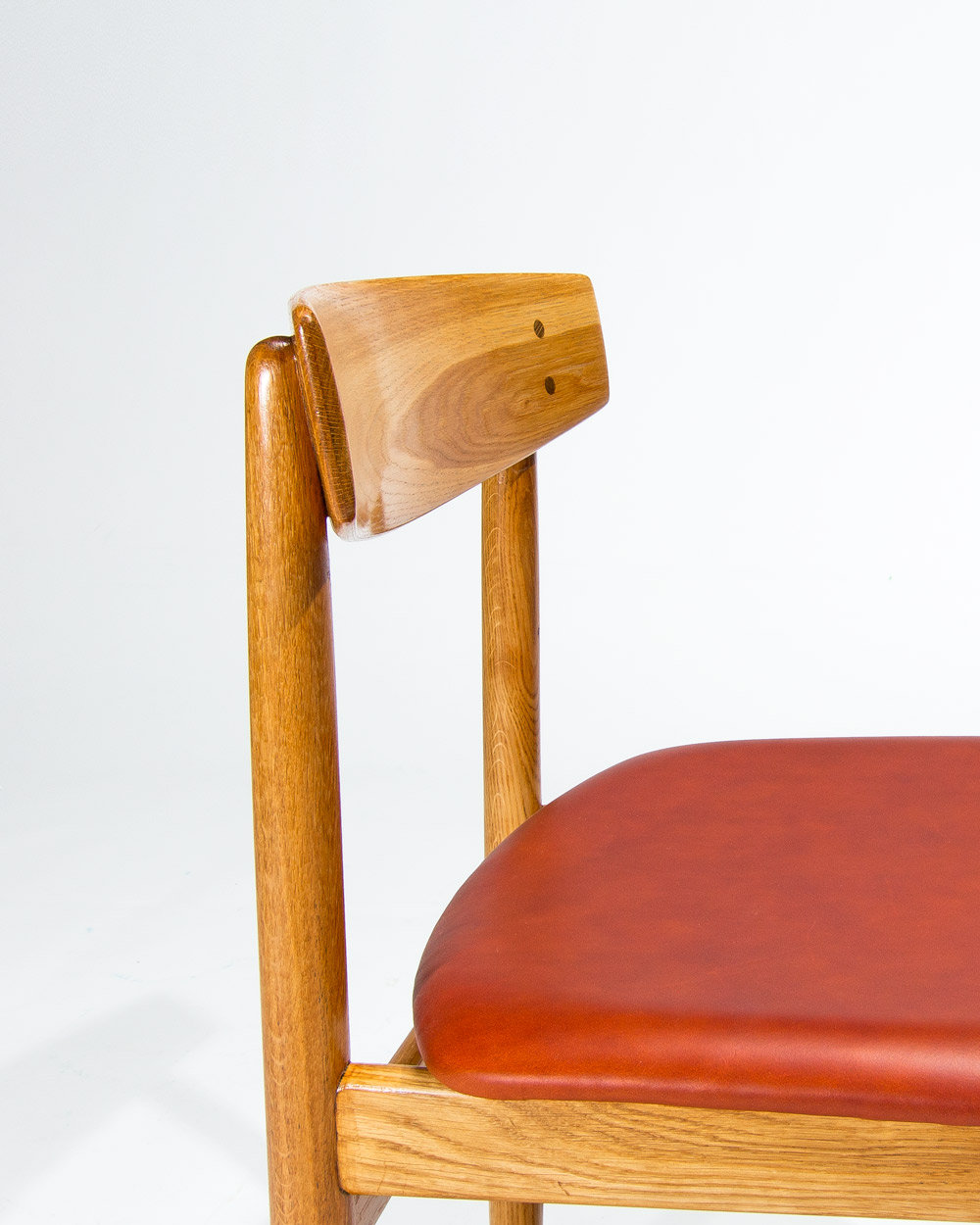 set of 8 mid century dining chairs vintage leather oak 1950s