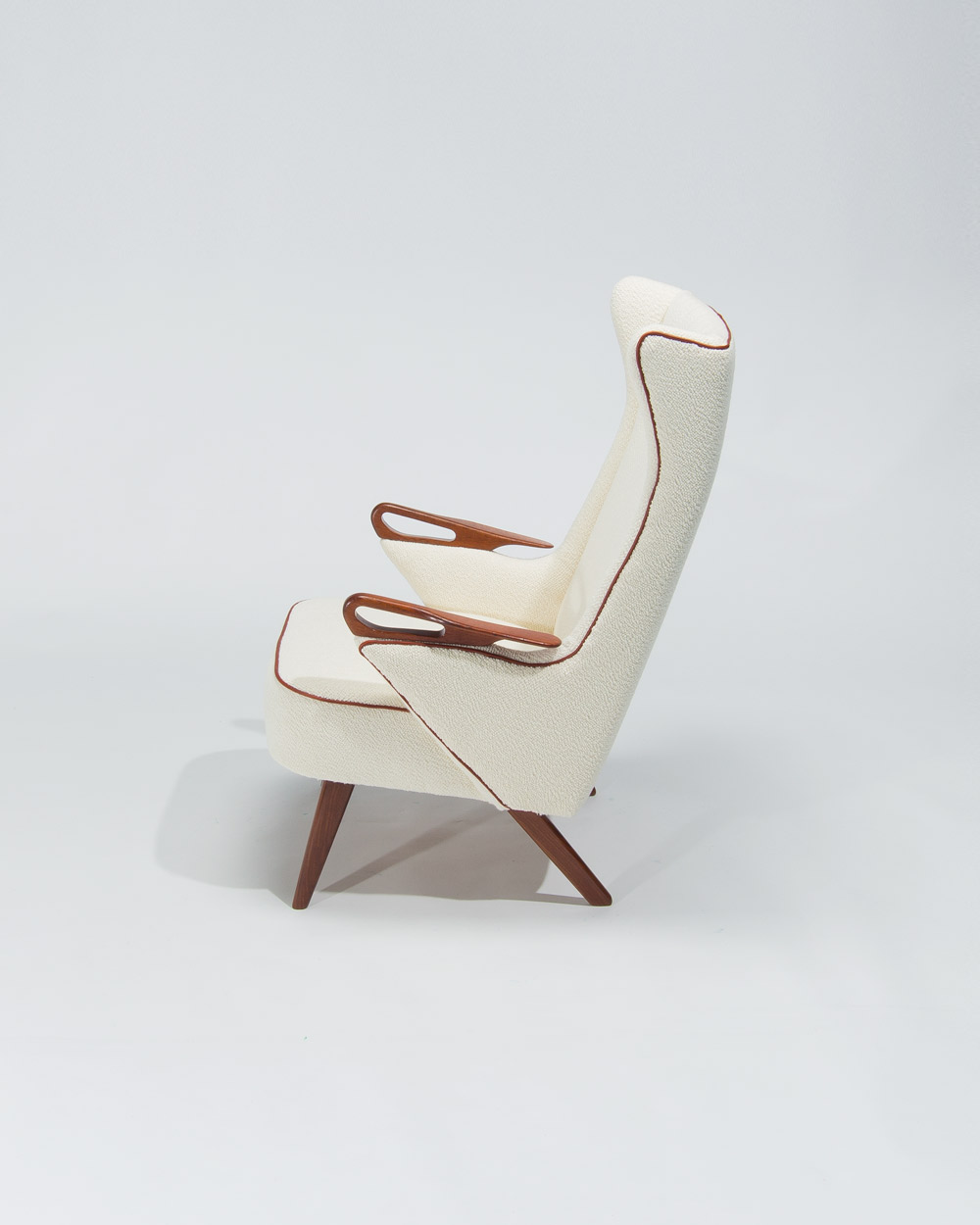 opposite side profile Brodersen lounge chair teak arm detail