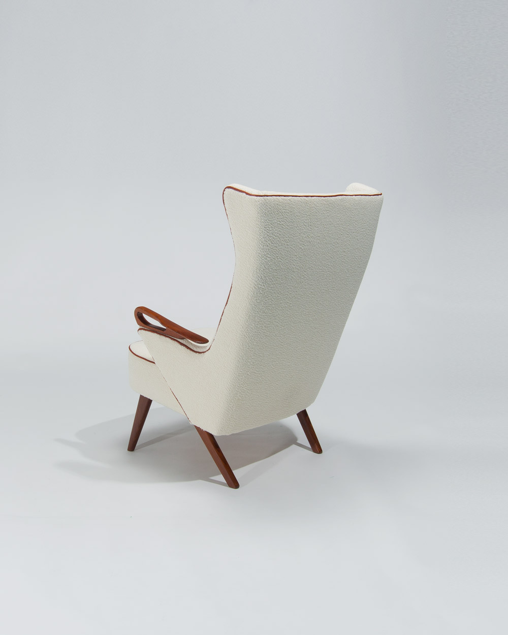 rear view Danish lounge chair 1950s original form restored upholstery