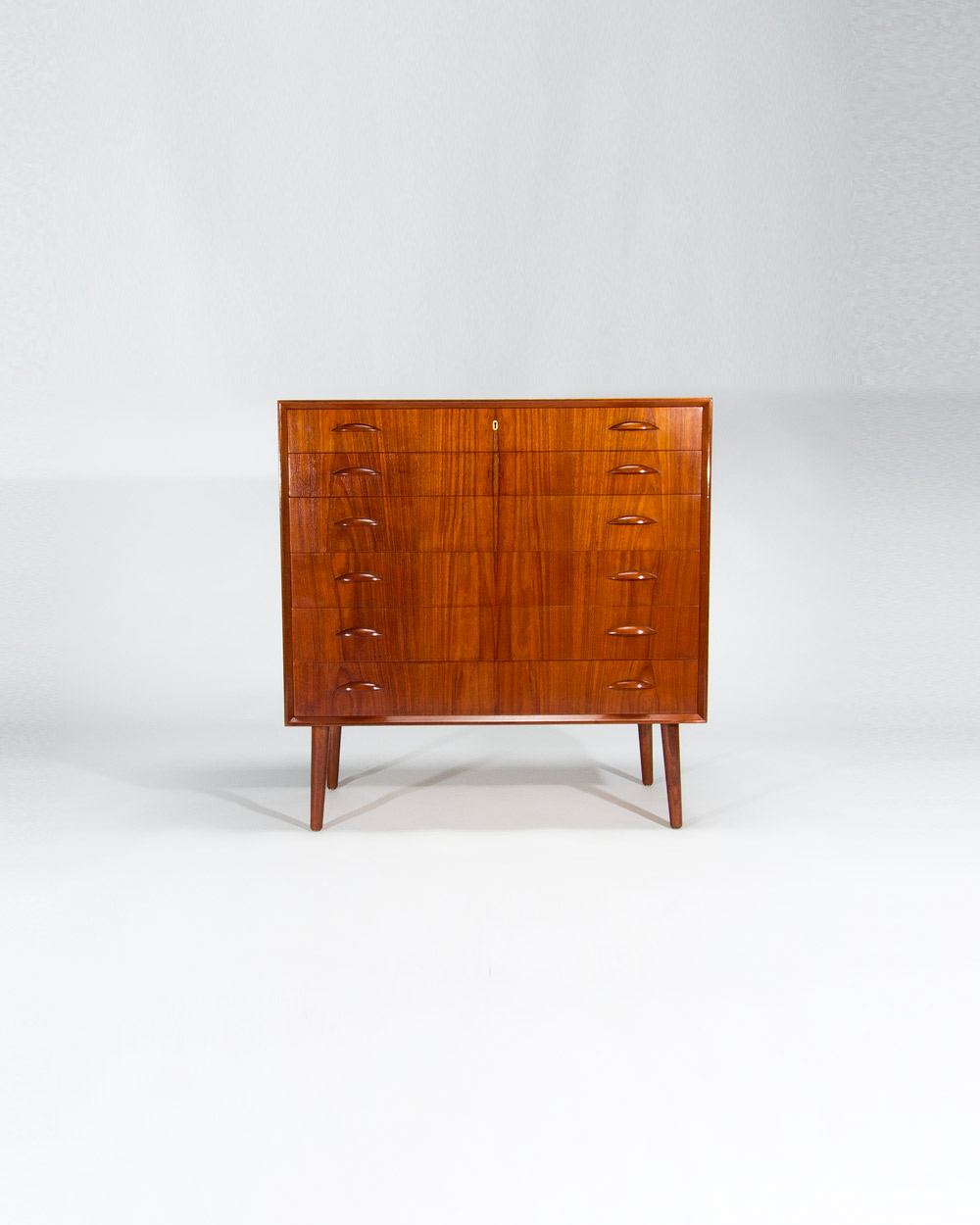 Danish teak chest of drawers 1950s Johannes Sorth front view fully restored