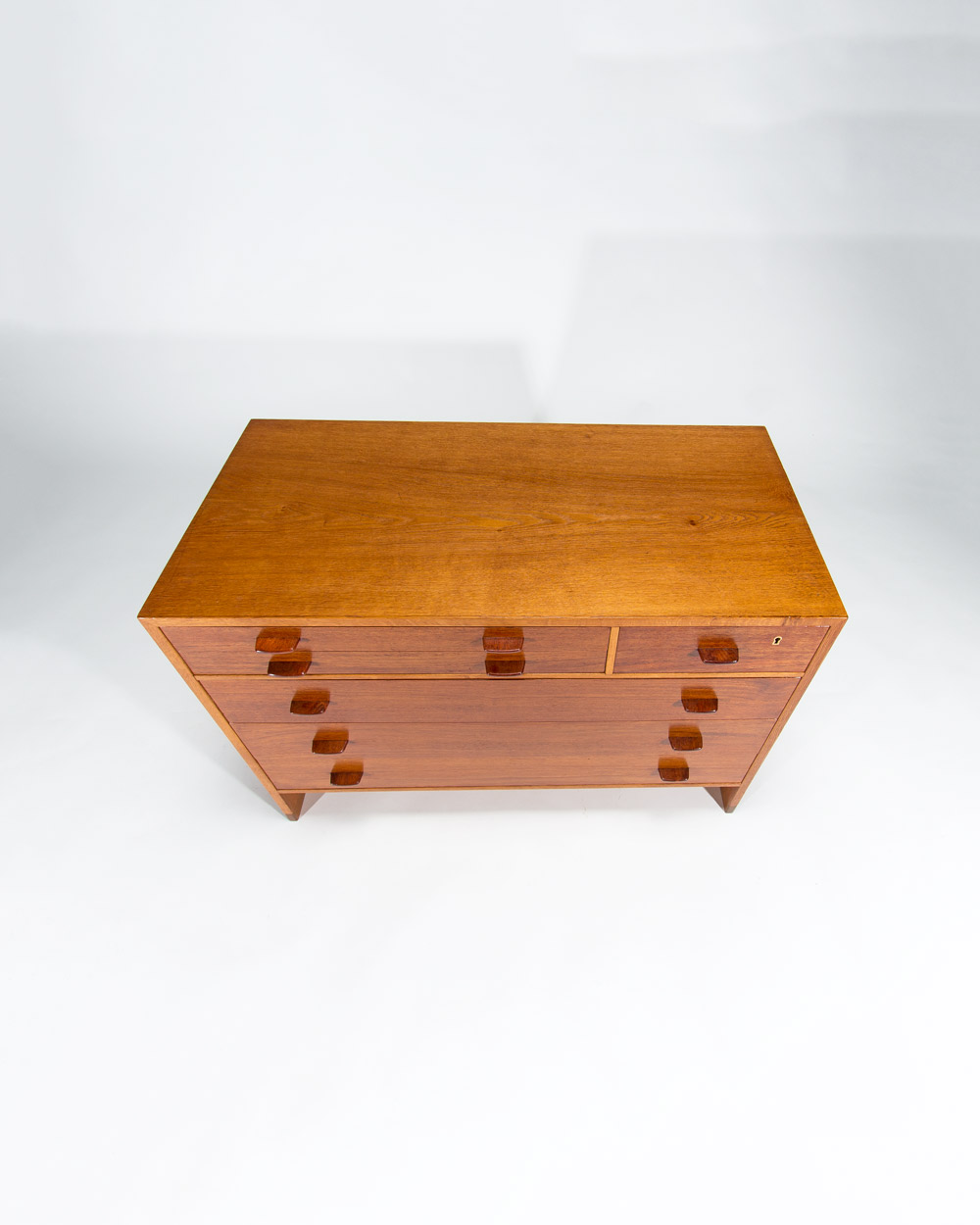 Hans Wegner chest of drawers top view showing oak grain and patina 1950s
