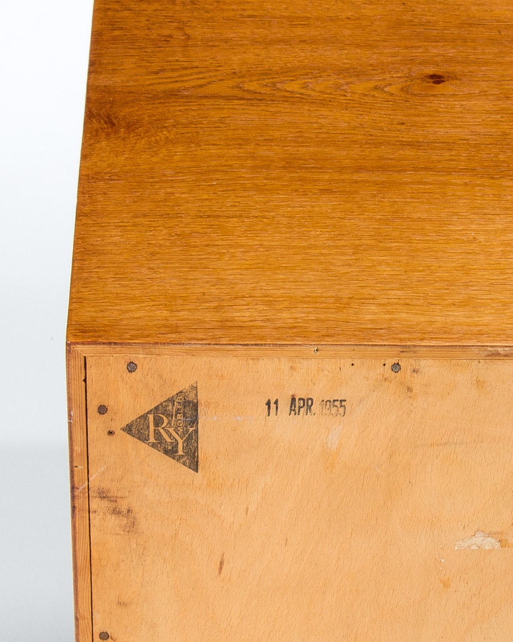 Ry Mobler makers stamp dated 1955 Hans Wegner chest of drawers Denmark