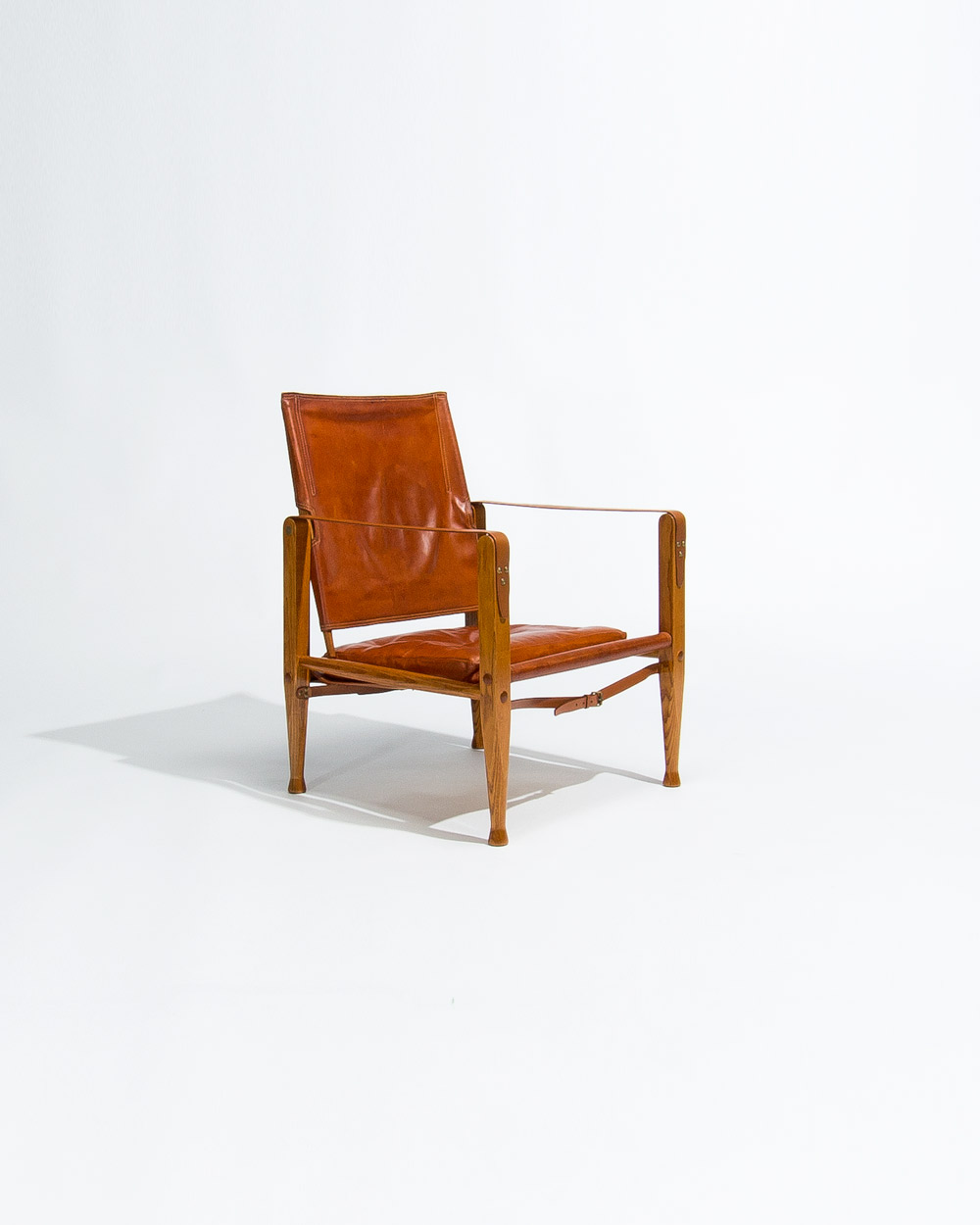Kaare Klint Safari chair Rud Rasmussen Danish design oak leather diagonal view